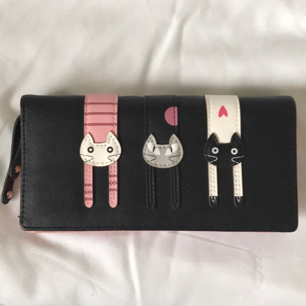SOLD - Black and Pink Kitty Cat Wallet - Picture 2 of 6
